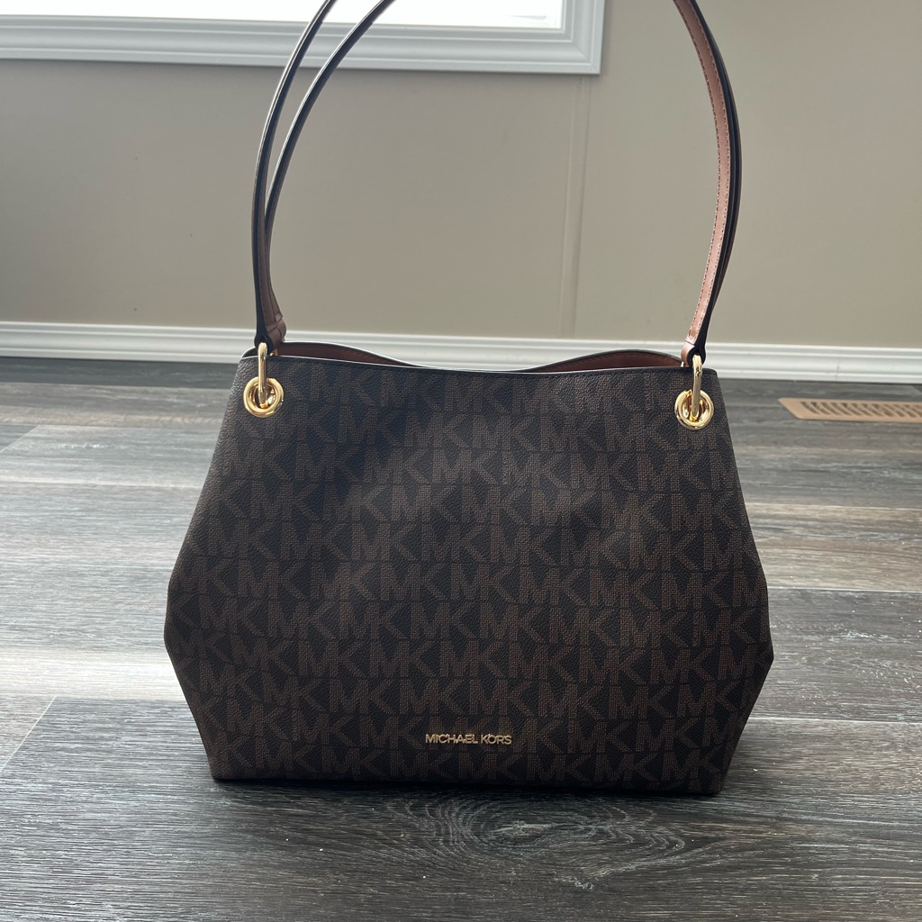 Michael Kors Raven Dark Brown Monogram Large Shoulder Tote